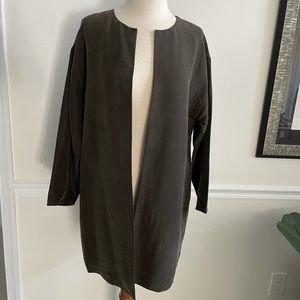 Eileen Fisher Loden Green M EUC washable Silk Cardigan